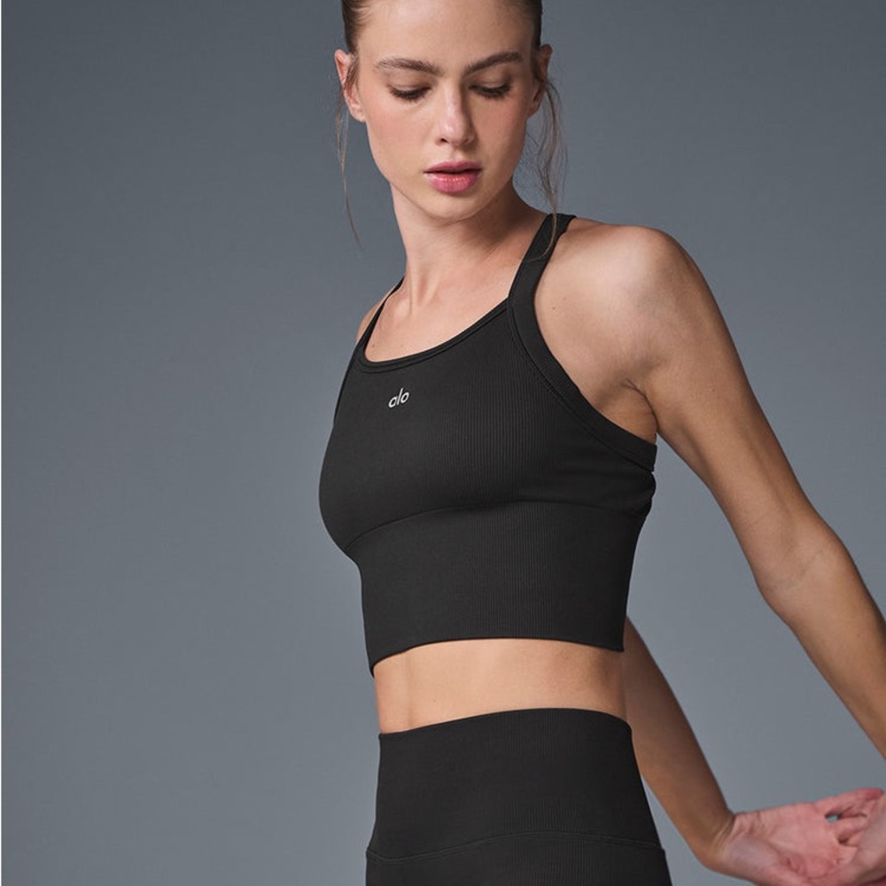 ALO Yoga Black Ribbed Crop Top